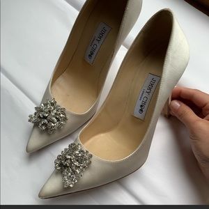 Jimmy Choo Wedding White Satin Heels